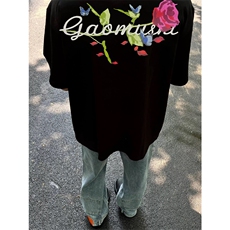 网图有货花卉刺绣原创短袖夏季重磅情侣t恤高街半袖A325-P35，男装T恤，星座1505