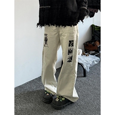 【有货】涂鸦杏色牛仔裤男款修身直筒美式vibe风裤子HT68LL-特P55，男装牛仔裤，星座1007（原301D）