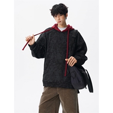 现货WY10166-特P48控88美式复古撞色解构拼接大码男宽松情侣卫衣，男装卫衣，电商A059
