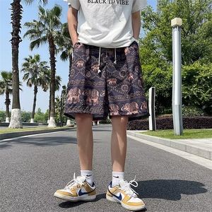 夏沙滩裤男运动棉速干五分中裤民族风宽松大裤衩 DK108图片