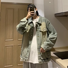 美式复古渐变牛仔外套男春秋工装夹克设计感宽松休闲上衣JK2132，男装夹克，星座1116A-1（原606A）