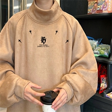23秋季港风麂皮绒半高领卫衣GJW3339-P45控68，男装卫衣，电商B370