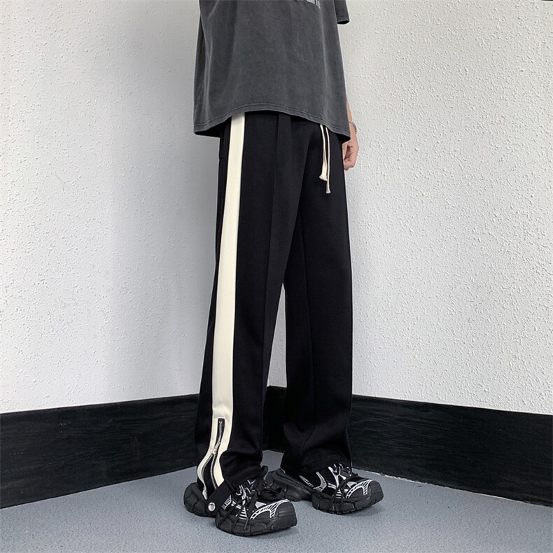 美式复古条纹休闲裤男高街vibe风拉链开叉卫裤裤子K01038-P40,男装休闲裤,星座308B-1