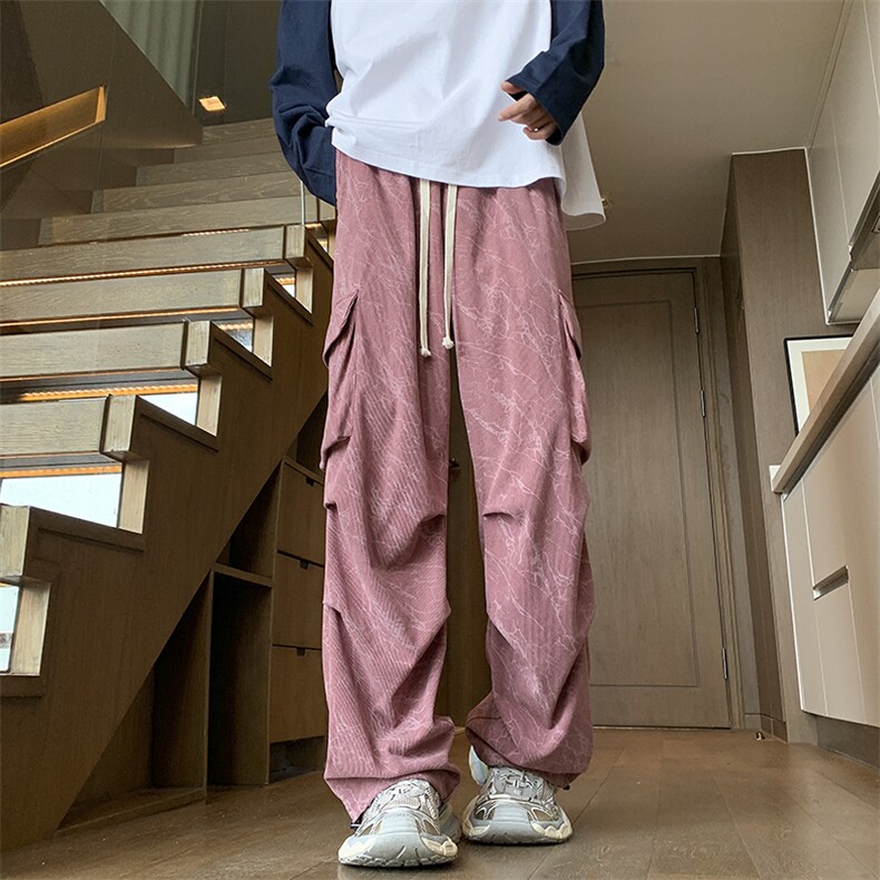秋季满印字母刺绣工装伞兵褶休闲裤XZ604-KG81-特P40控78,男装工装外套,星座604