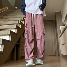 秋季满印字母刺绣工装伞兵褶休闲裤XZ604-KG81-特P40控78，男装工装外套，星座604