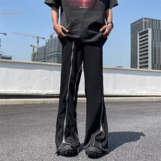 双拉链拖地微喇设计感长裤子多拉链开叉微喇西裤窄版阔腿裤K161，男装西裤，星座1116A-1（原606A）