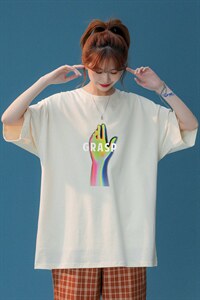 中性 夏季潮流GRASP印花情侣宽松百搭短袖T恤 T1031 P25控38图片