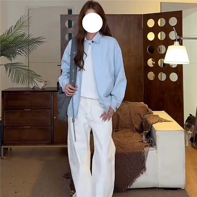 复古条纹长袖衬衫男春秋季学院风阳光干净上衣高级感痞帅衬衣外套,男装衬衫,星座506A