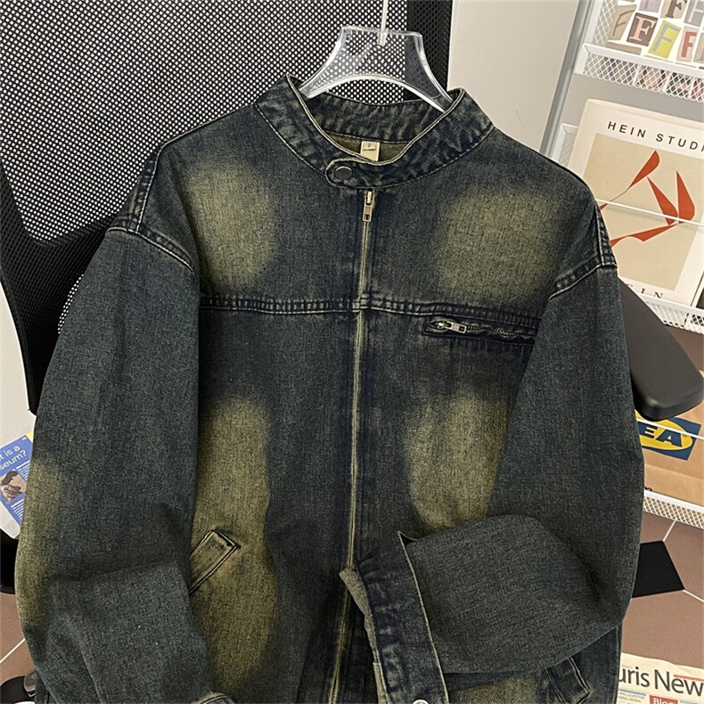 牛仔外套男士春秋季高级感痞帅炸街美式复古水洗做旧宽松休闲夹克,男装夹克,星座410-6（原星座1304-1）