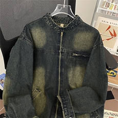 牛仔外套男士春秋季高级感痞帅炸街美式复古水洗做旧宽松休闲夹克，男装夹克，星座410-6（原星座1304-1）