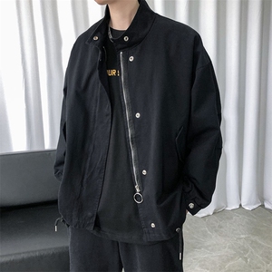 现货水洗棉立领夹克韩版宽松工装休闲外套港风抽绳A114- P90图片