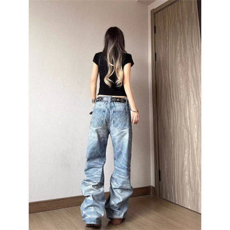 美式复古高级感直筒牛仔裤男女高街vibe休闲宽松长裤LN60877-P55,男装牛仔裤,星座1008