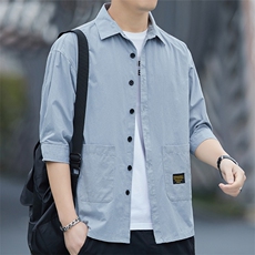 休闲纯棉男士中老年宽松夏季薄款衬衫工地焊服工装外套Q26-P27，男装衬衫，星座102C-1(原星座100)
