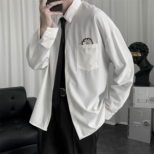 学院风小雏菊刺绣制服男士百搭禁欲系衬衫慵懒风宽松 W1181-P28图片