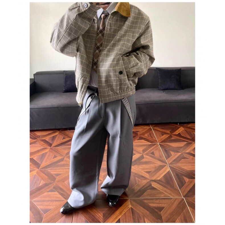 网图春款老钱风cleanfit千鸟格拼接TR混纺休闲裤CK856/特P52,男装休闲裤,电商B350
