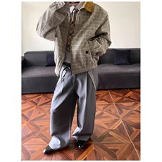 网图春款老钱风cleanfit千鸟格拼接TR混纺休闲裤CK856/特P52，男装休闲裤，电商B350