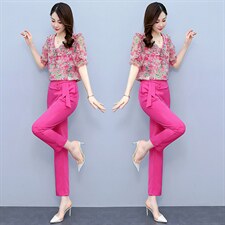今年流行女装套装夏装2024年新款洋气显瘦小个子休闲裤时尚两件套，女装套装/套裙，依如秀(原杭风阁)