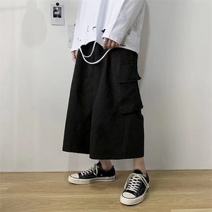 裤子男韩版潮流坠感阔腿工装裤宽松七分裤K229P30图片