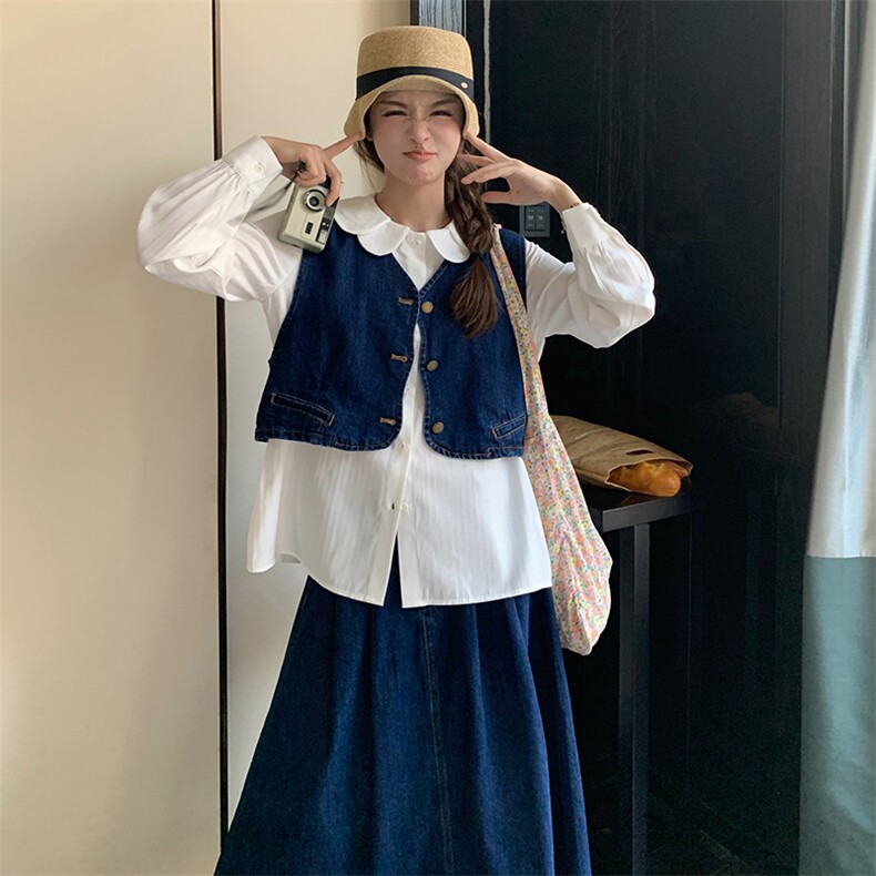 26春大货牛仔三件套（马甲+衬衫+半身裙)2D001-6523-P155-K218,女装套装/套裙,2D001