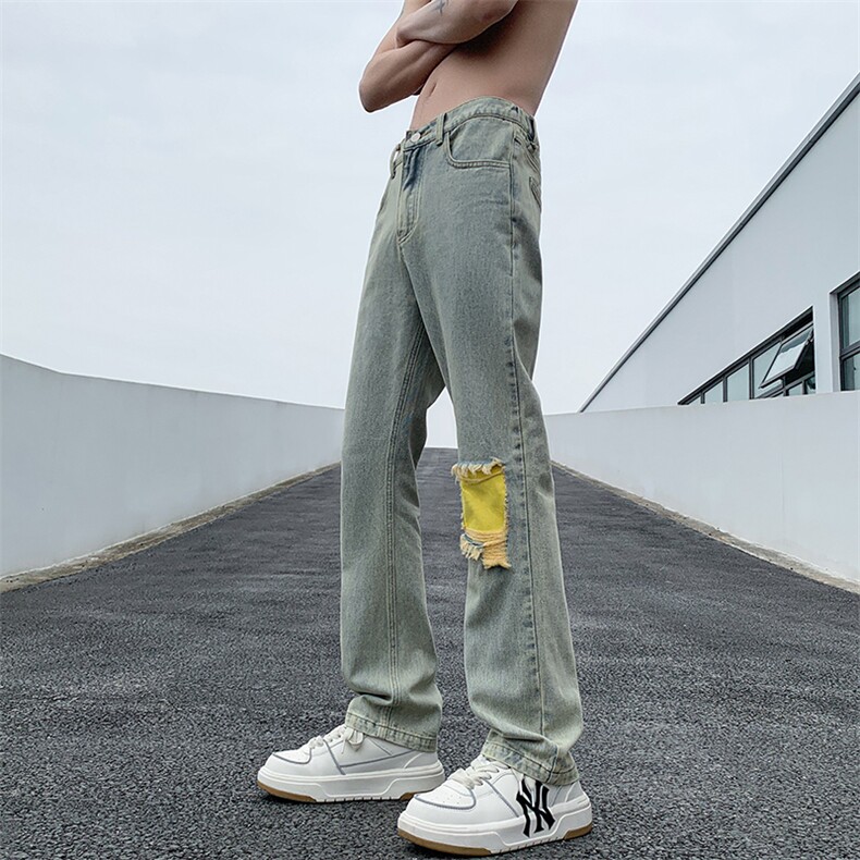 B221美式ins高街暗黑小众修身小脚破洞牛仔裤LK23012-P60控78,男装牛仔裤,电商B221