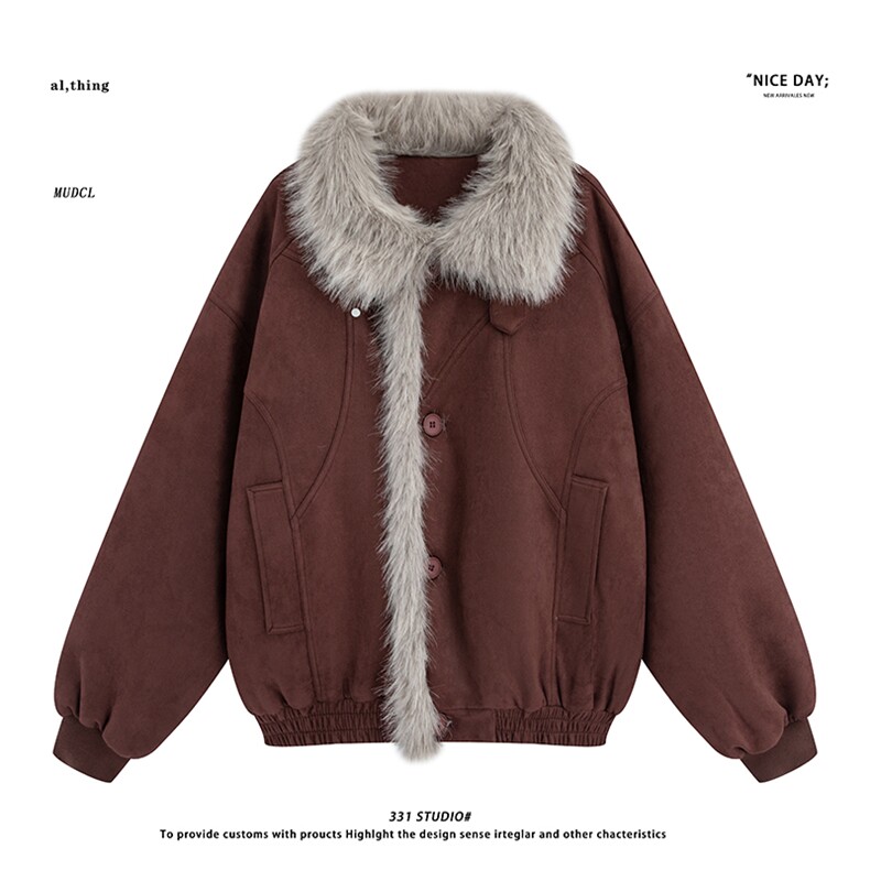 平铺~2025冬季麂皮绒座山雕加厚棉衣外套E027/P138，男装棉衣，电商B331