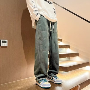 牛仔裤男秋季潮大码休闲裤子高街N1763P45