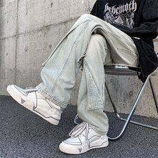 美式牛仔裤男款春季水洗做旧小众黄泥染长裤A061-YJ6724-P65控88，男装牛仔裤，电商A061-1