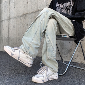 美式牛仔裤男款春季水洗做旧小众黄泥染长裤A061-YJ6724-P65控88图片