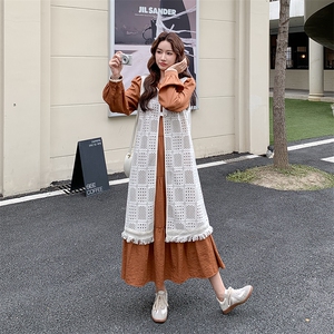 漂亮减龄连衣裙流苏蕾丝镂空罩衫套装女2025年秋季新款穿搭两件套图片