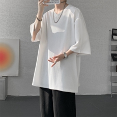8XL-M短袖肌理感冰丝凉感T恤特大码鸡心领半袖纯色体恤DX1216/P28，男装T恤，电商B238