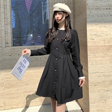 现货2024年春季新款女时尚气质优雅拼木耳边显瘦网红连衣裙，女装连衣裙，煊芮熙