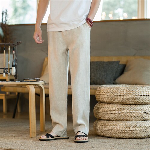 亚麻裤男男士休闲裤男春夏季直筒薄款纯色透气长裤A221A/K316，男装休闲裤，电商A221A