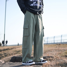 美式复古高街工装裤男直筒阔腿休闲裤春季时尚潮流长裤K087-P43，男装休闲裤，星座308B-1