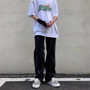 港风扎染牛仔裤男潮牌宽松学生休闲ins直筒裤子韩版潮流N8072-P50图片