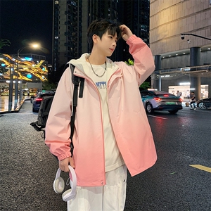 港风上衣渐变夹克宽松落肩拼色冲锋衣外套 JK833 P80图片