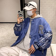 潮港风个性棒球服外套男潮牌ins情侣夹克开衫JK02-P55，男装夹克，星座308B-1