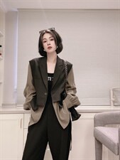 拼色西装外套ＭL，女装西装，可纳奇