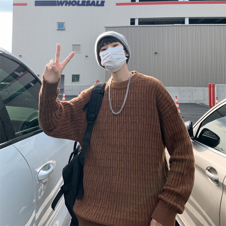 秋款男针织衫圆领套头毛衣针织衫条纹休闲鹿毛绒外套M7009P50,男装针织衫/毛衣,星座1013-1