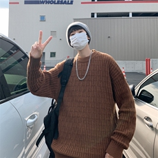 秋款男针织衫圆领套头毛衣针织衫条纹休闲鹿毛绒外套M7009P50，男装针织衫/毛衣，星座1013-1