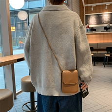 秋冬复古慵懒风POLO领坑条宽松休闲纯色长袖针织衫毛衣MY0167-P50，男装针织衫/毛衣，星座308B-1