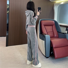 减龄时尚洋气开衫连帽卫衣阔腿裤套装，女装套装/套裙，江南