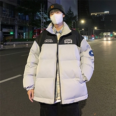 特批港风夜景冬款时尚宽松字母印花撞色翻领棉衣MY6250P85控138，男装棉衣，电商A247