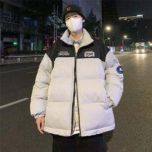特批港风夜景冬款 时尚宽松字母印花撞色翻领棉衣MY6250 P85控138图片