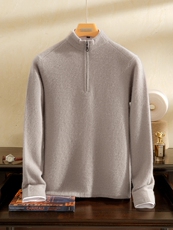 2025年秋季长袖青春流行长袖时尚百搭他简约户外运动风加厚半拉链，男装羊绒套衫，雪贝坊一店