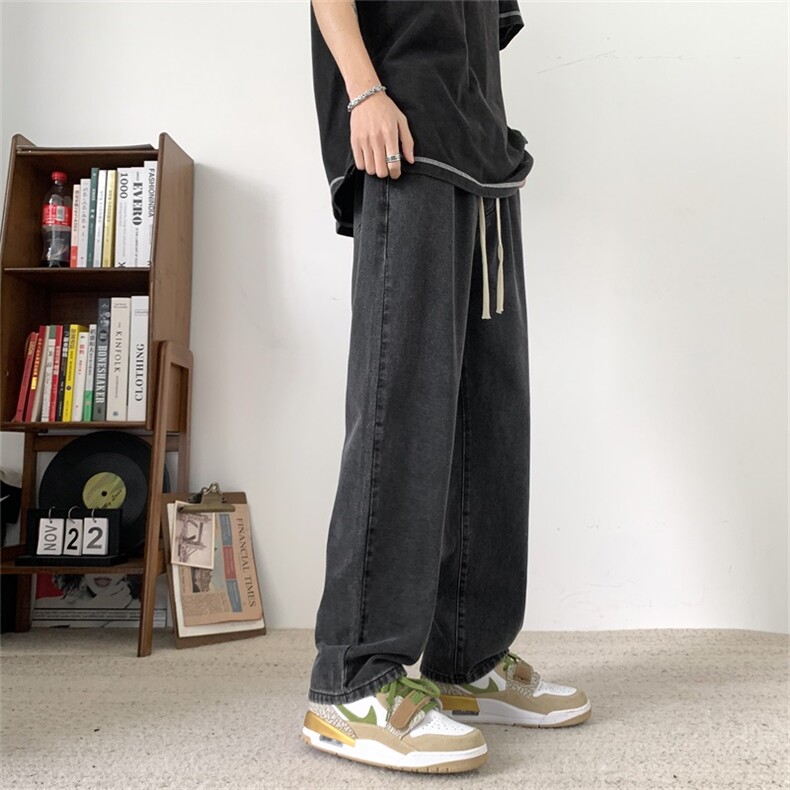 牛仔裤男美式复古水洗青少年宽松直筒长裤子A080-9291-P35控68,男装牛仔裤,电商A080