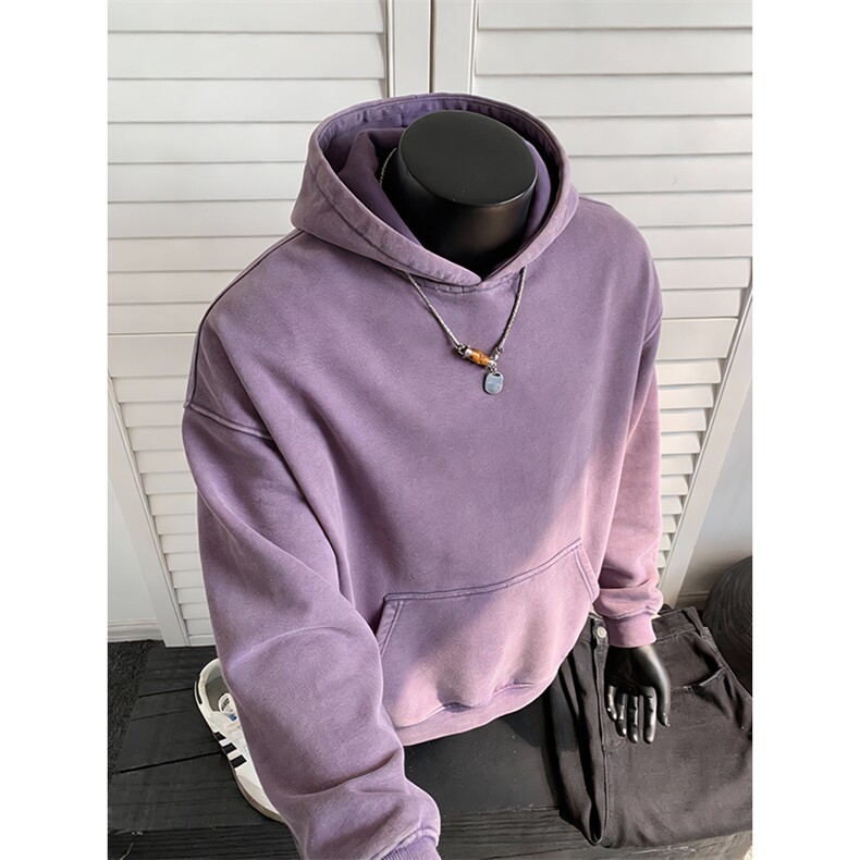 得物抖音高品质二开 26春装重磅做旧炒雪花纯色连帽水洗卫衣 CM16图片