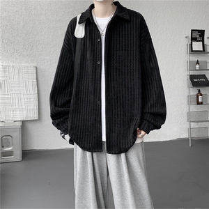 8XL-M鱼骨纹小香风衬衫男生春秋衬衣宽松慵懒垂感外套CS29009P45图片