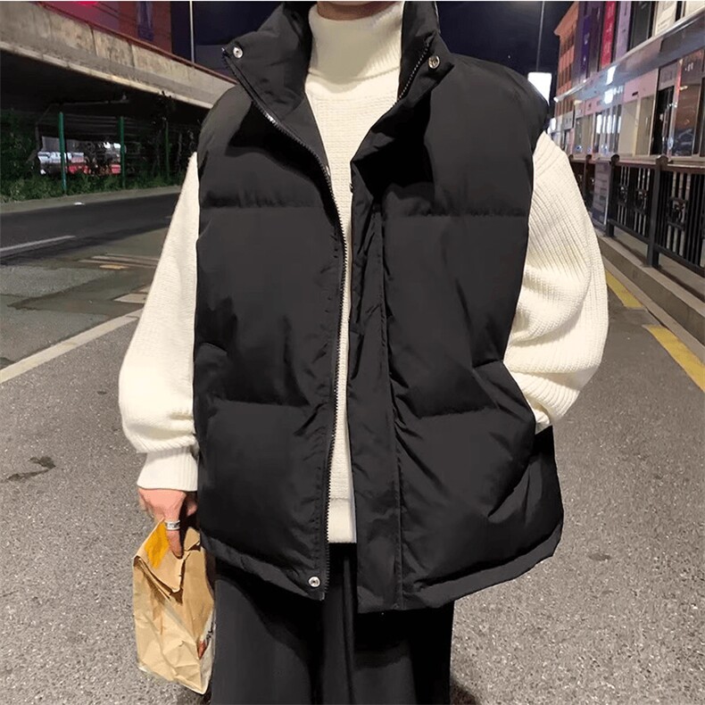 现货5W件冬季三防硬挺boxy短款立领棉衣马夹外套加厚马甲保暖棉服,男装棉衣,电商A486