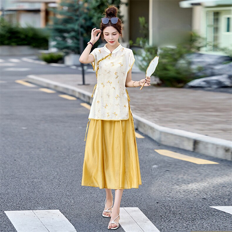 新中式复古短袖旗袍连衣裙女欧洲站2025夏季新款时尚潮,女装连衣裙,衣之秀