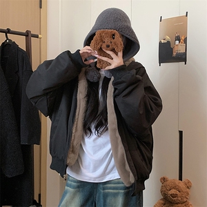 两面穿现货重磅短款座山雕棉衣男女双面穿毛毛绒棉服加厚外套图片
